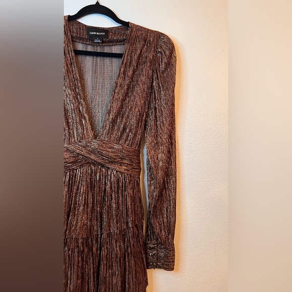 LIKE NEW Sabina Musayev brown metallic tiered dress size small retail $400-$500 - Picture 5 of 13